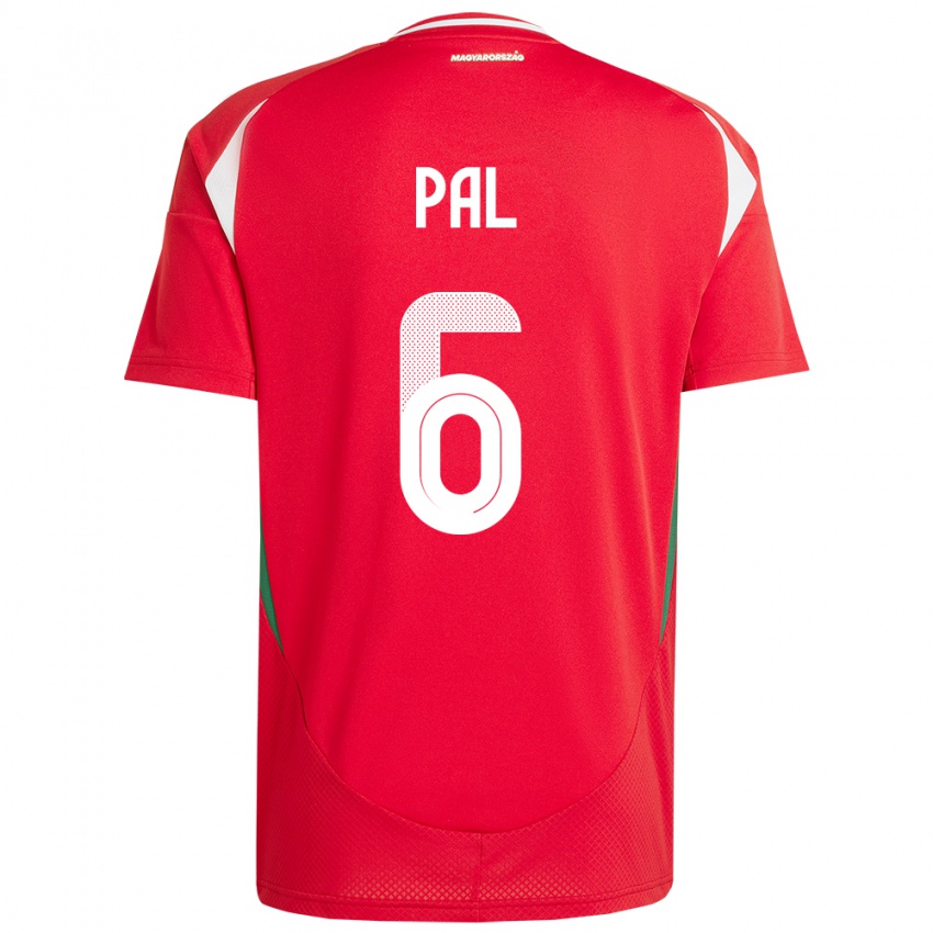 Hombre Camiseta Hungría Barna Pál #6 Rojo 1ª Equipación 24-26 La Camisa México