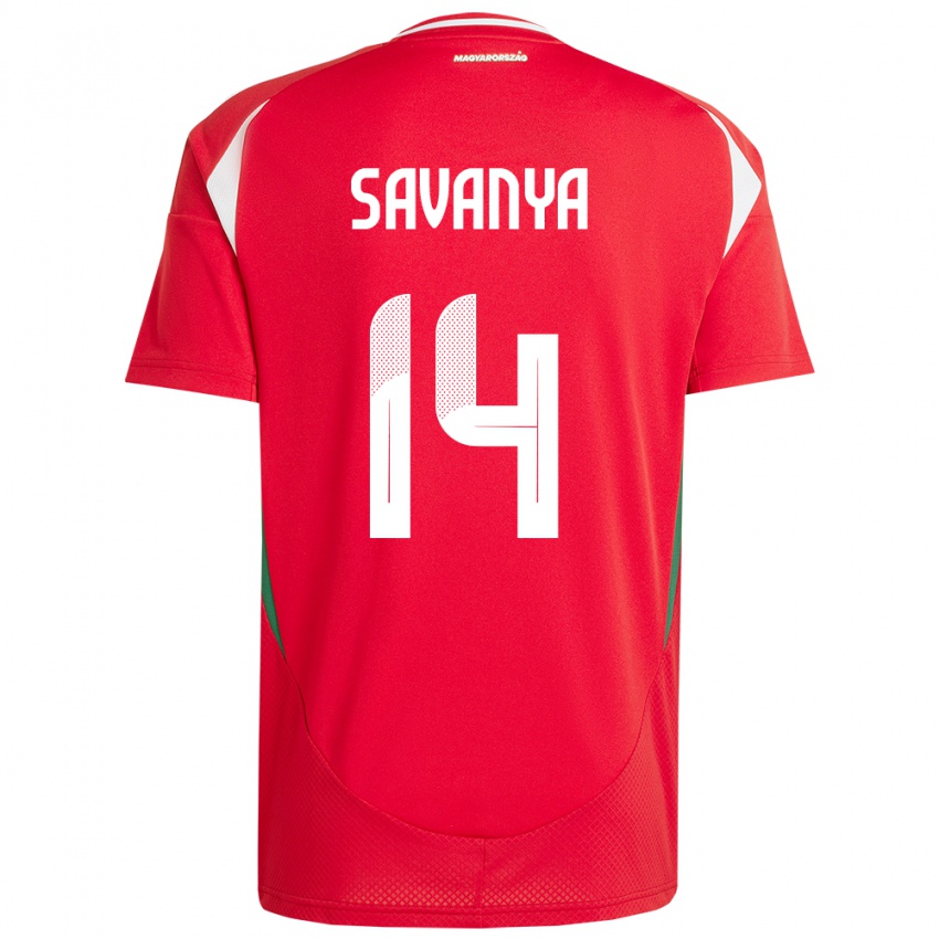 Hombre Camiseta Hungría Csilla Savanya #14 Rojo 1ª Equipación 24-26 La Camisa México