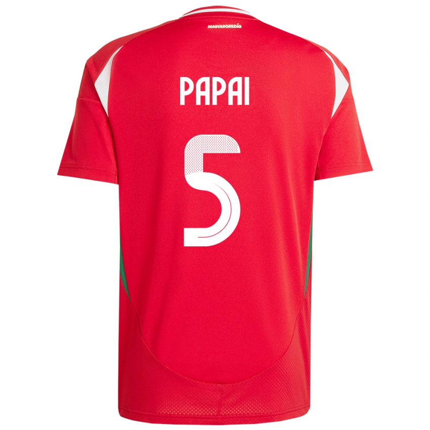 Hombre Camiseta Hungría Emőke Pápai #5 Rojo 1ª Equipación 24-26 La Camisa México