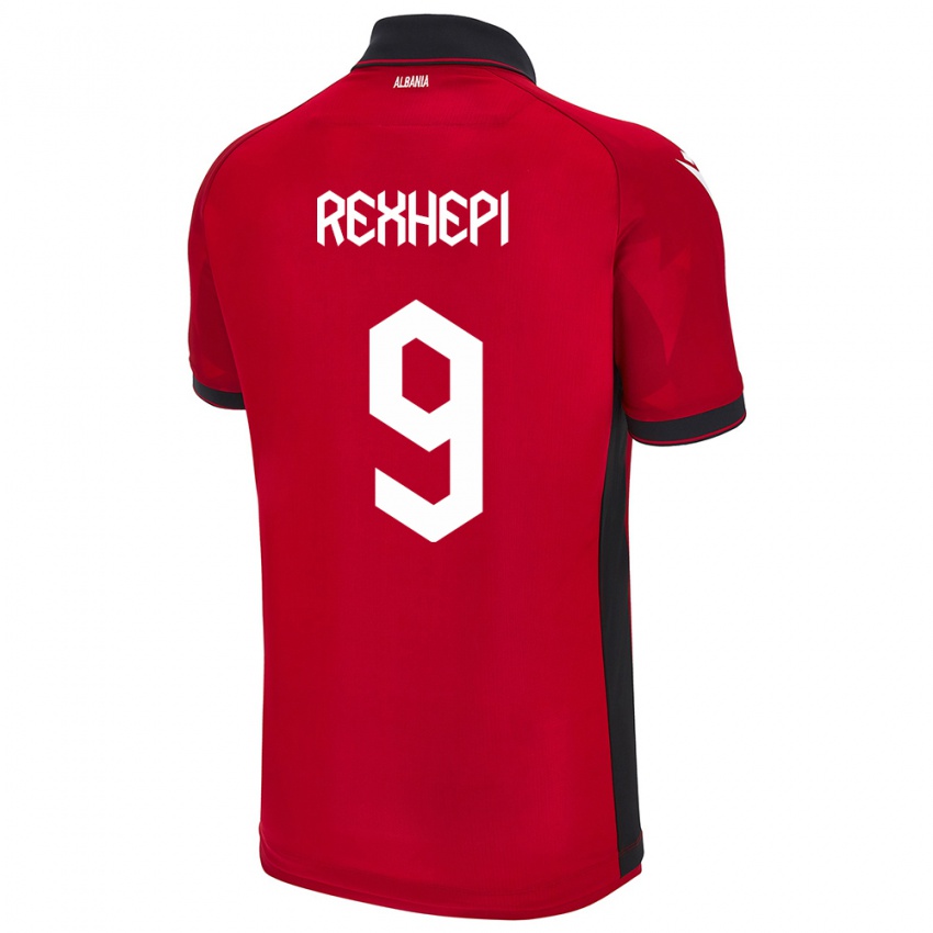 Hombre Camiseta Albania Arlind Rexhepi #9 Rojo 1ª Equipación 24-26 La Camisa México