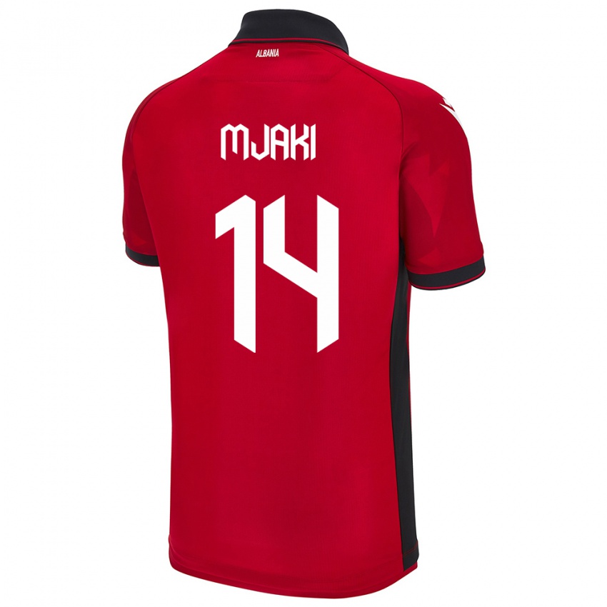 Hombre Camiseta Albania Agan Mjaki #14 Rojo 1ª Equipación 24-26 La Camisa México