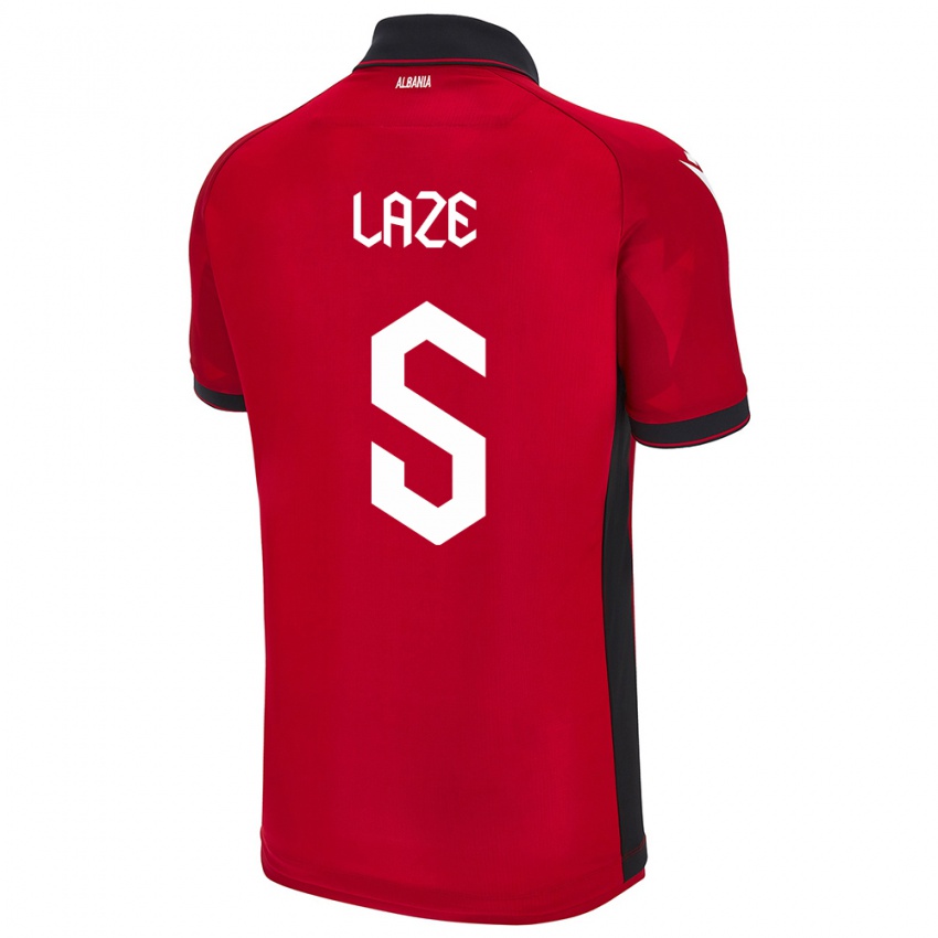 Hombre Camiseta Albania Jetmir Laze #5 Rojo 1ª Equipación 24-26 La Camisa México