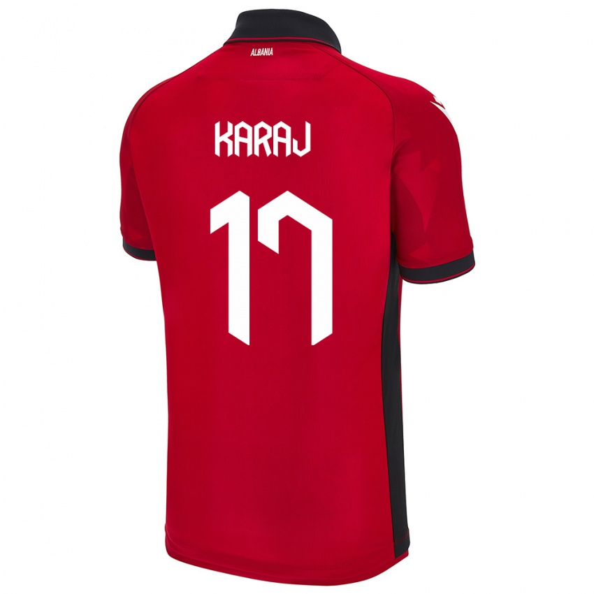 Hombre Camiseta Albania Eraldo Karaj #17 Rojo 1ª Equipación 24-26 La Camisa México