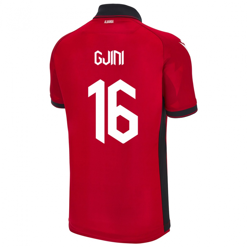 Hombre Camiseta Albania Luçije Gjini #16 Rojo 1ª Equipación 24-26 La Camisa México