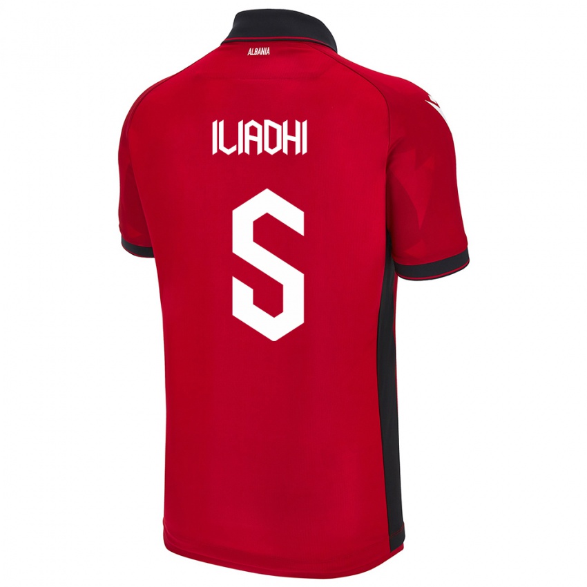 Hombre Camiseta Albania Aglia Iliadhi #5 Rojo 1ª Equipación 24-26 La Camisa México