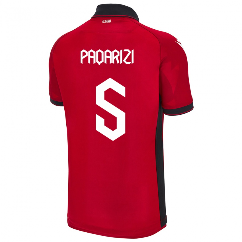 Hombre Camiseta Albania Vesa Paqarizi #5 Rojo 1ª Equipación 24-26 La Camisa México