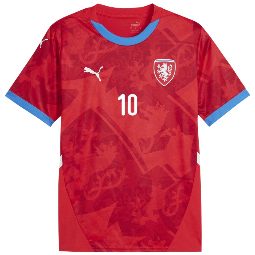 Hombre Camiseta Chequia Patrik Schick #10 Rojo 1ª Equipación 24-26 La Camisa México