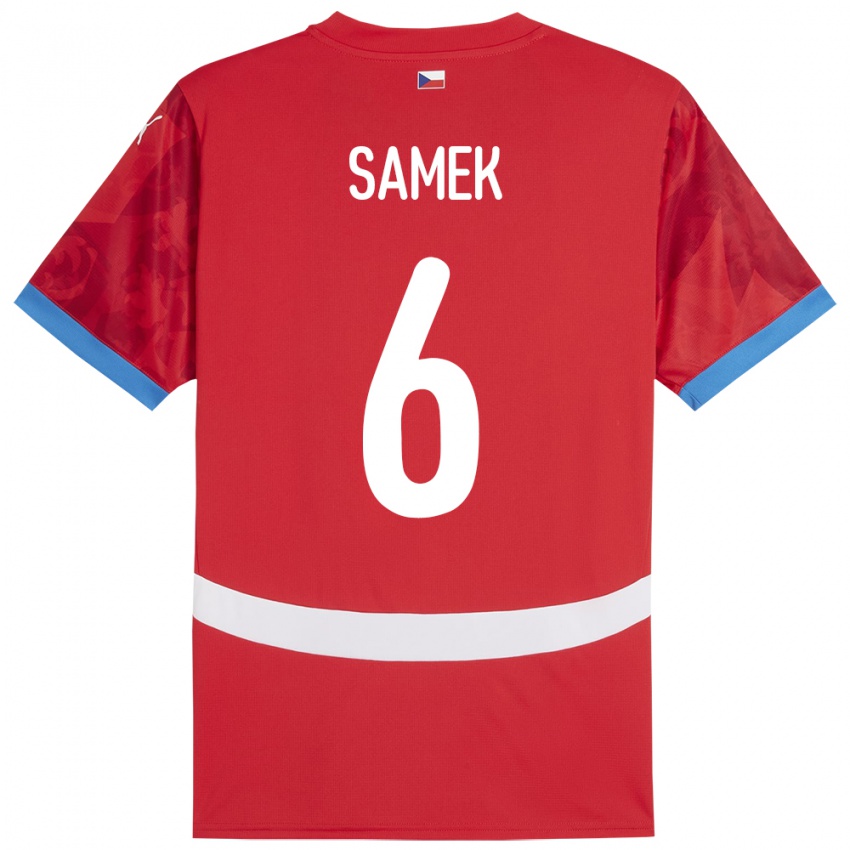 Hombre Camiseta Chequia Daniel Samek #6 Rojo 1ª Equipación 24-26 La Camisa México
