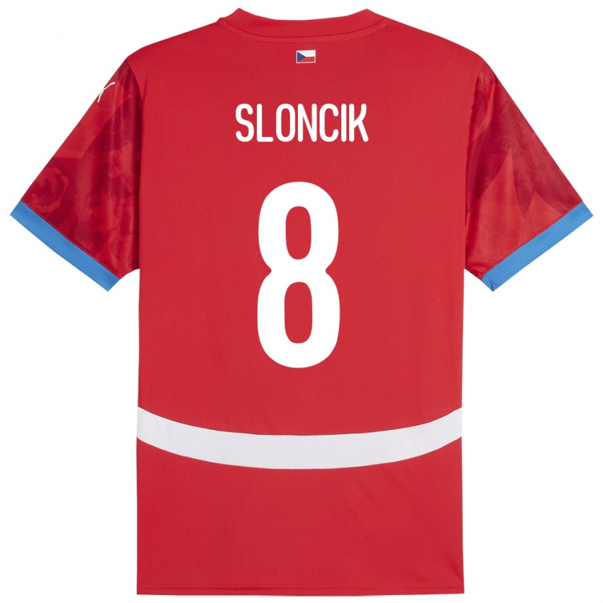 Hombre Camiseta Chequia Simon Sloncik #8 Rojo 1ª Equipación 24-26 La Camisa México