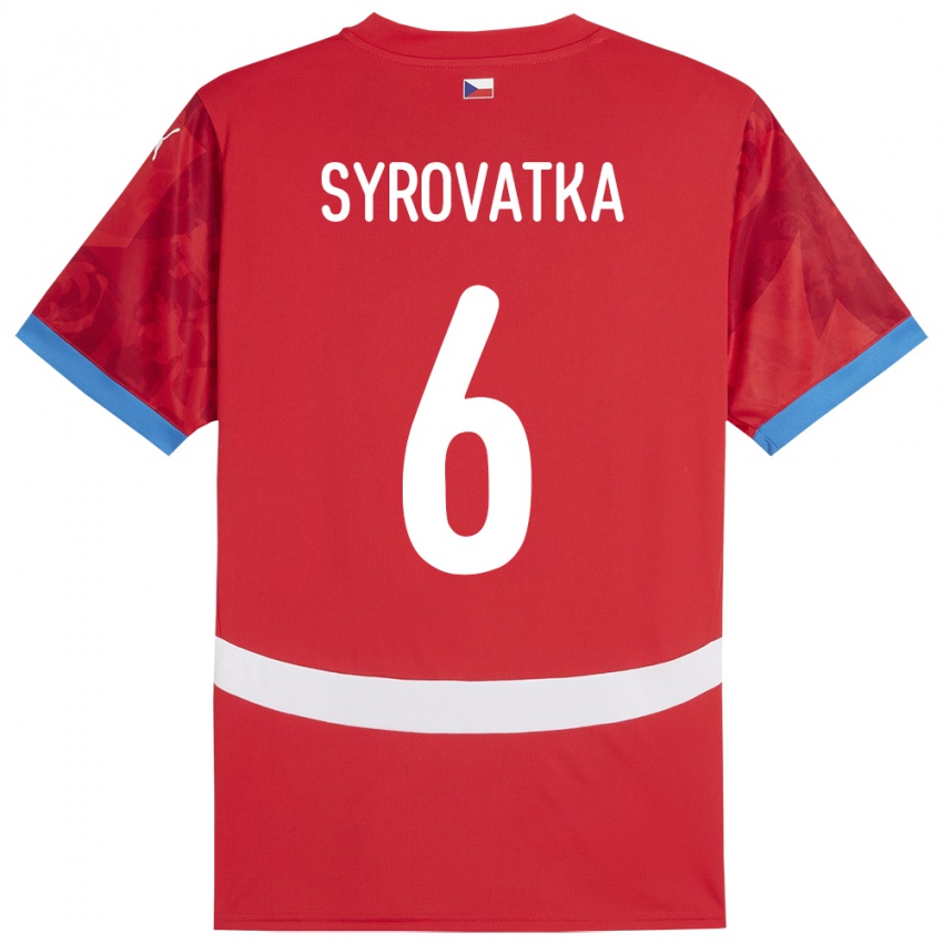 Hombre Camiseta Chequia Matyas Syrovatka #6 Rojo 1ª Equipación 24-26 La Camisa México