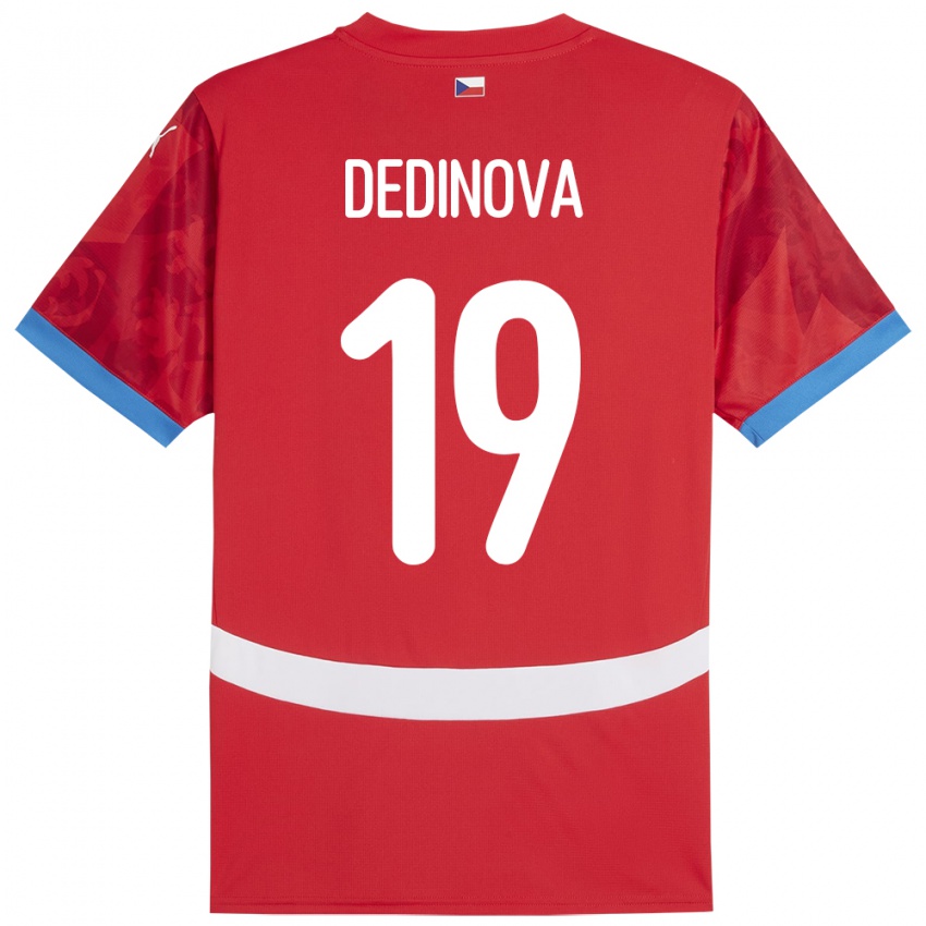 Hombre Camiseta Chequia Aneta Dědinová #19 Rojo 1ª Equipación 24-26 La Camisa México