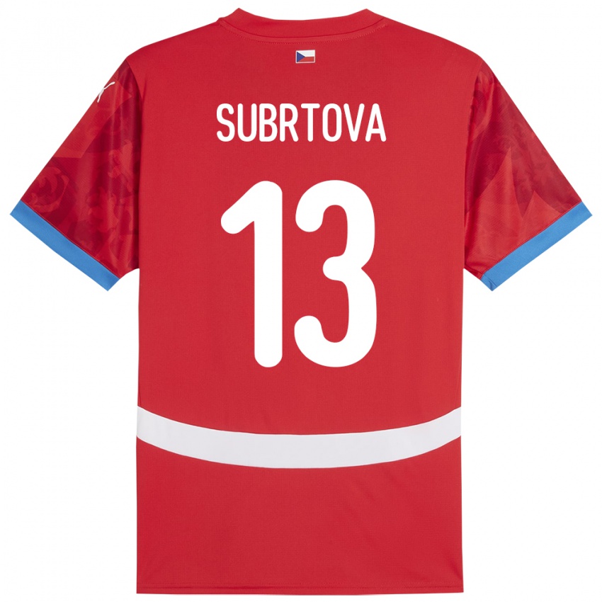 Hombre Camiseta Chequia Anna Šubrtová #13 Rojo 1ª Equipación 24-26 La Camisa México