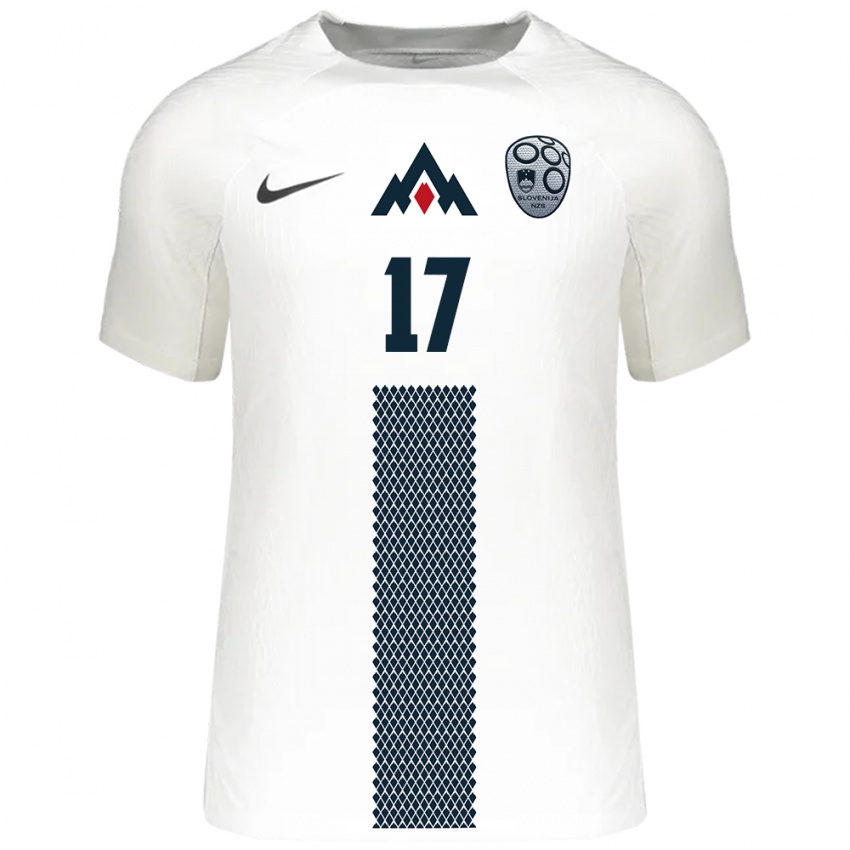 Hombre Camiseta Eslovenia Jan Mlakar #17 Blanco 1ª Equipación 24-26 La Camisa México