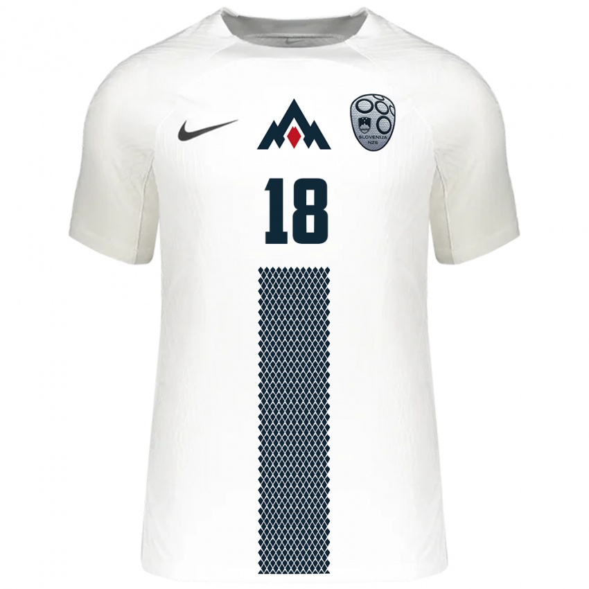 Hombre Camiseta Eslovenia Chris Jazbar #18 Blanco 1ª Equipación 24-26 La Camisa México