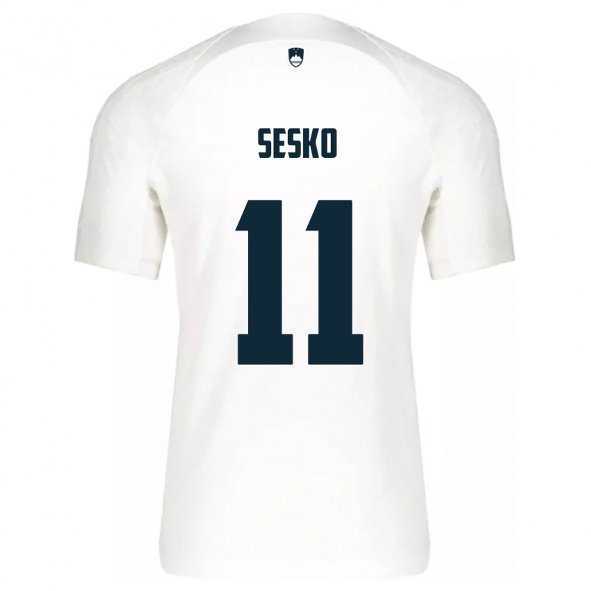 Hombre Camiseta Eslovenia Benjamin Sesko #11 Blanco 1ª Equipación 24-26 La Camisa México