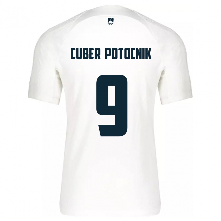 Hombre Camiseta Eslovenia Jaka Cuber Potocnik #9 Blanco 1ª Equipación 24-26 La Camisa México