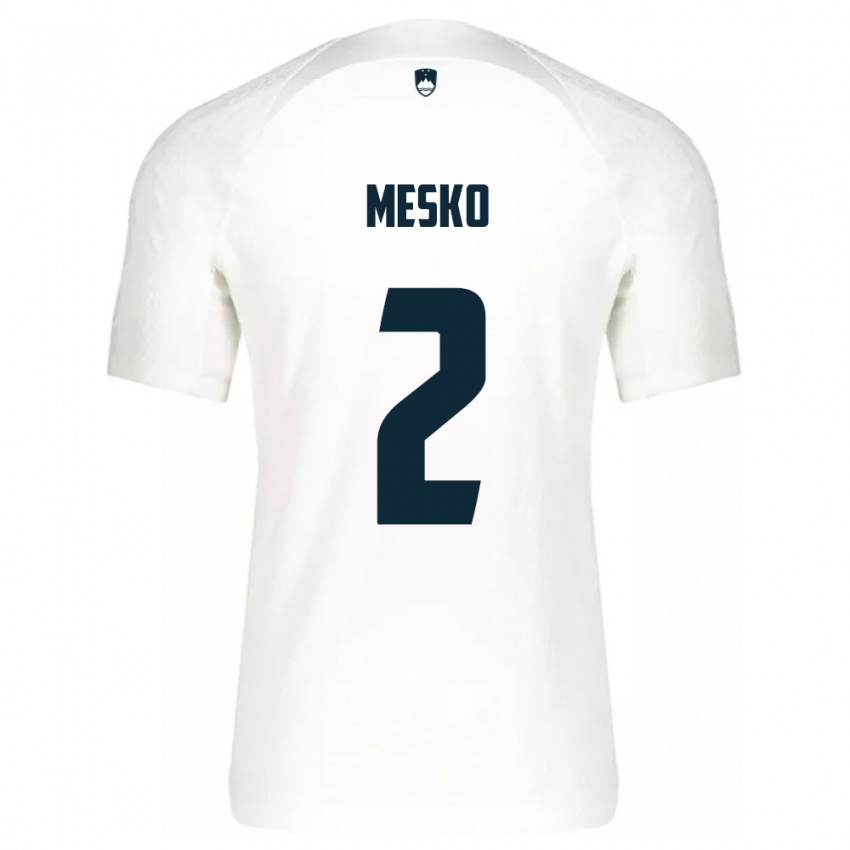 Hombre Camiseta Eslovenia Zan Mesko #2 Blanco 1ª Equipación 24-26 La Camisa México