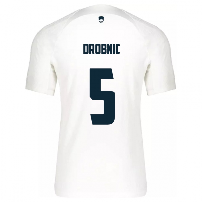 Hombre Camiseta Eslovenia Dominik Drobnic #5 Blanco 1ª Equipación 24-26 La Camisa México