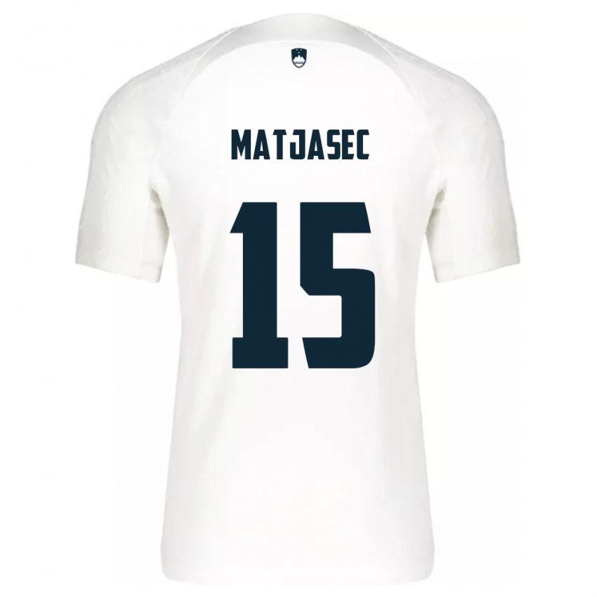 Hombre Camiseta Eslovenia Miha Matjasec #15 Blanco 1ª Equipación 24-26 La Camisa México