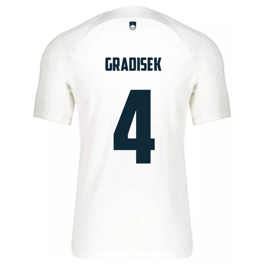 Hombre Camiseta Eslovenia Sara Gradišek #4 Blanco 1ª Equipación 24-26 La Camisa México