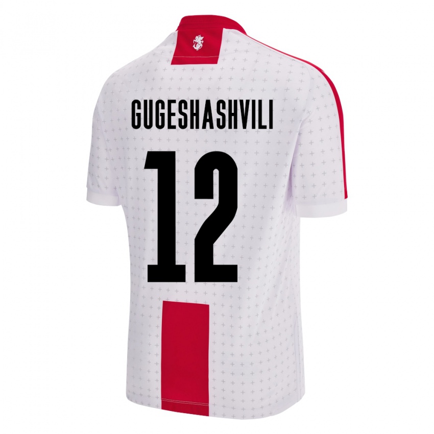 Hombre Camiseta Georgia Luka Gugeshashvili #12 Blanco 1ª Equipación 24-26 La Camisa México