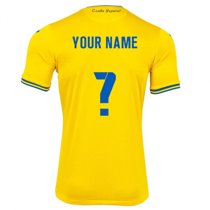 Hombre Camiseta Ucrania Su Nombre #0 Amarillo 1ª Equipación 24-26 La Camisa México
