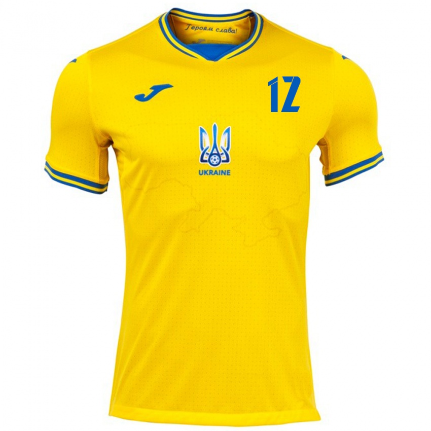 Hombre Camiseta Ucrania Marina Dudnik #12 Amarillo 1ª Equipación 24-26 La Camisa México