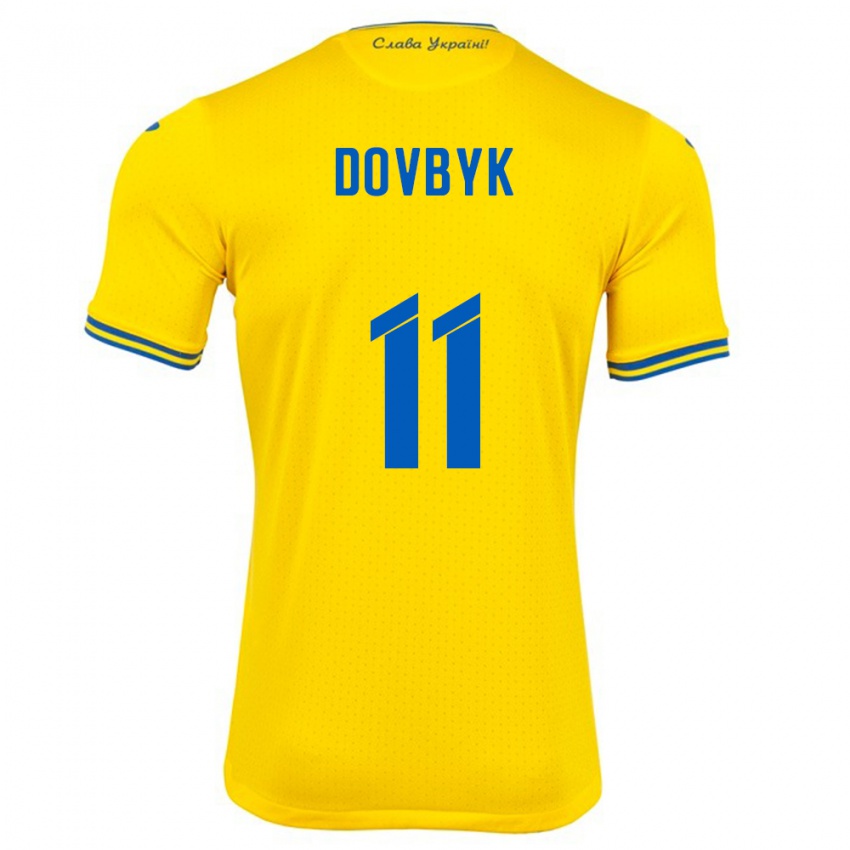 Hombre Camiseta Ucrania Artem Dovbyk #11 Amarillo 1ª Equipación 24-26 La Camisa México