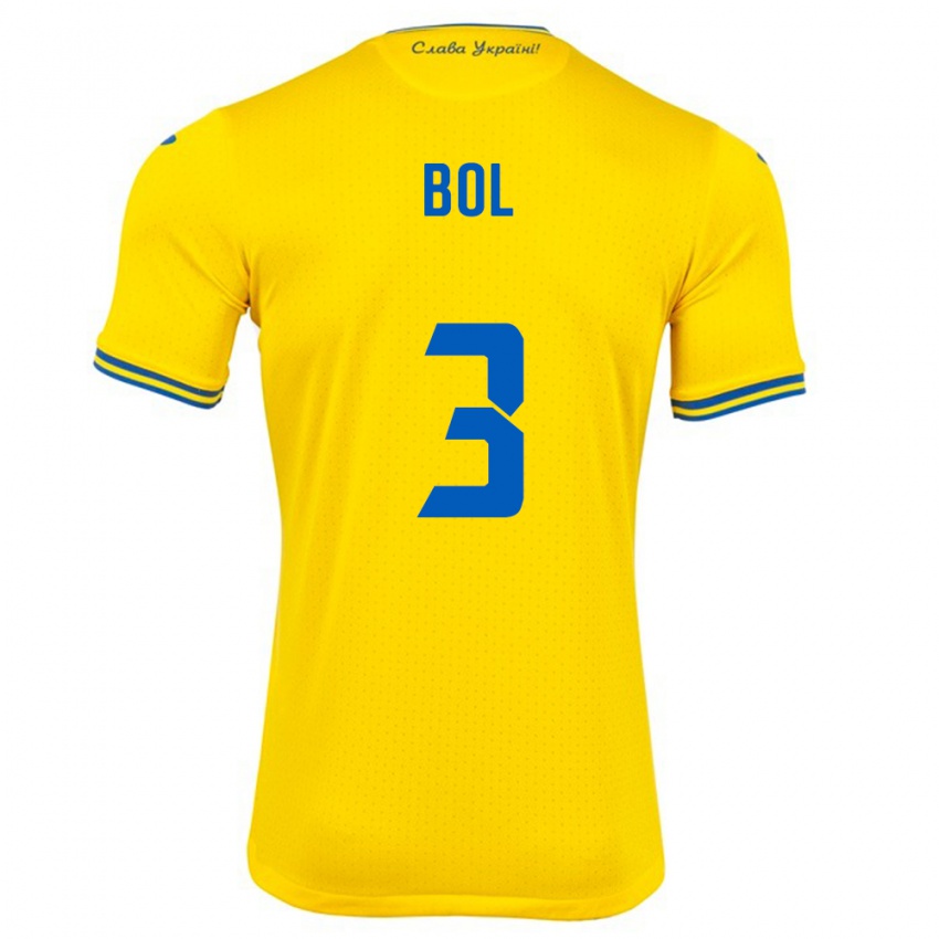 Hombre Camiseta Ucrania Anton Bol #3 Amarillo 1ª Equipación 24-26 La Camisa México