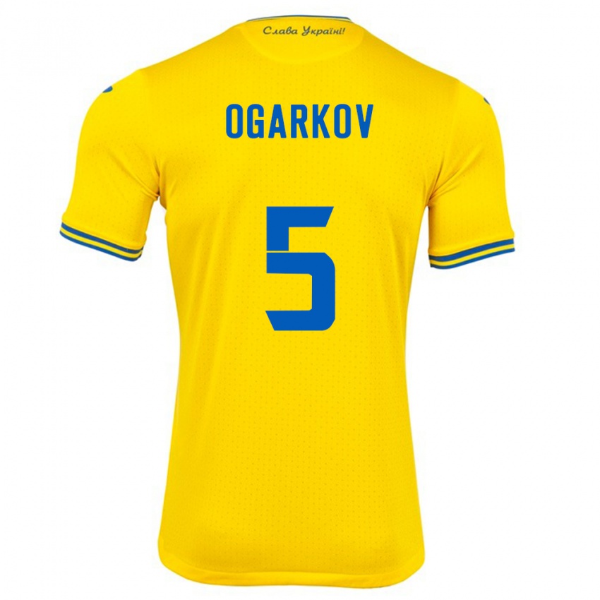 Hombre Camiseta Ucrania Mykola Ogarkov #5 Amarillo 1ª Equipación 24-26 La Camisa México