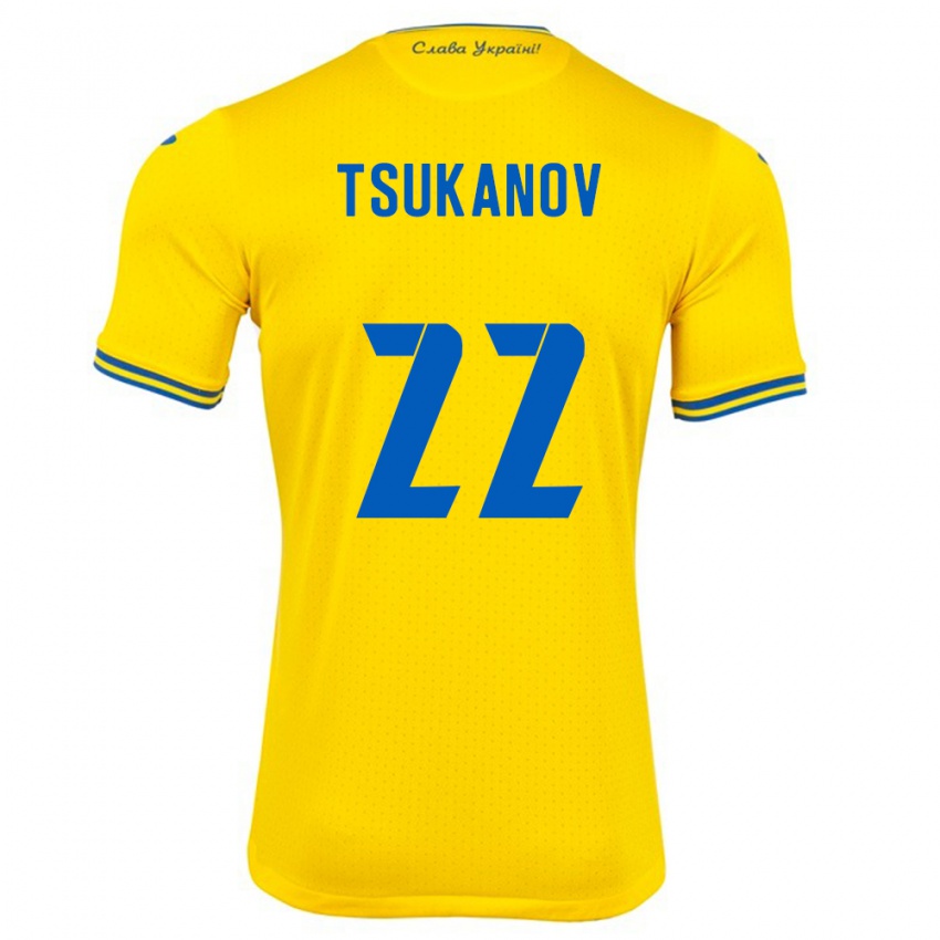 Hombre Camiseta Ucrania Viktor Tsukanov #22 Amarillo 1ª Equipación 24-26 La Camisa México