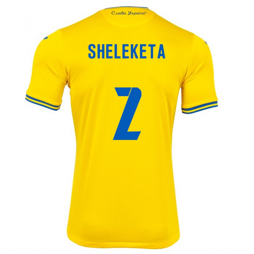 Hombre Camiseta Ucrania Mykyta Sheleketa #2 Amarillo 1ª Equipación 24-26 La Camisa México