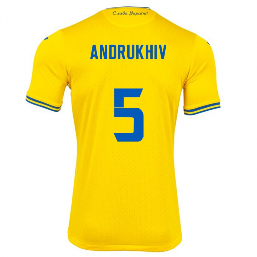 Hombre Camiseta Ucrania Veronika Andrukhiv #5 Amarillo 1ª Equipación 24-26 La Camisa México