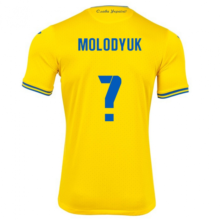 Hombre Camiseta Ucrania Yelyzaveta Molodyuk #0 Amarillo 1ª Equipación 24-26 La Camisa México