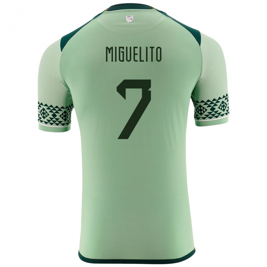 Hombre Camiseta Bolivia Miguelito #7 Verde Claro 1ª Equipación 24-26 La Camisa México