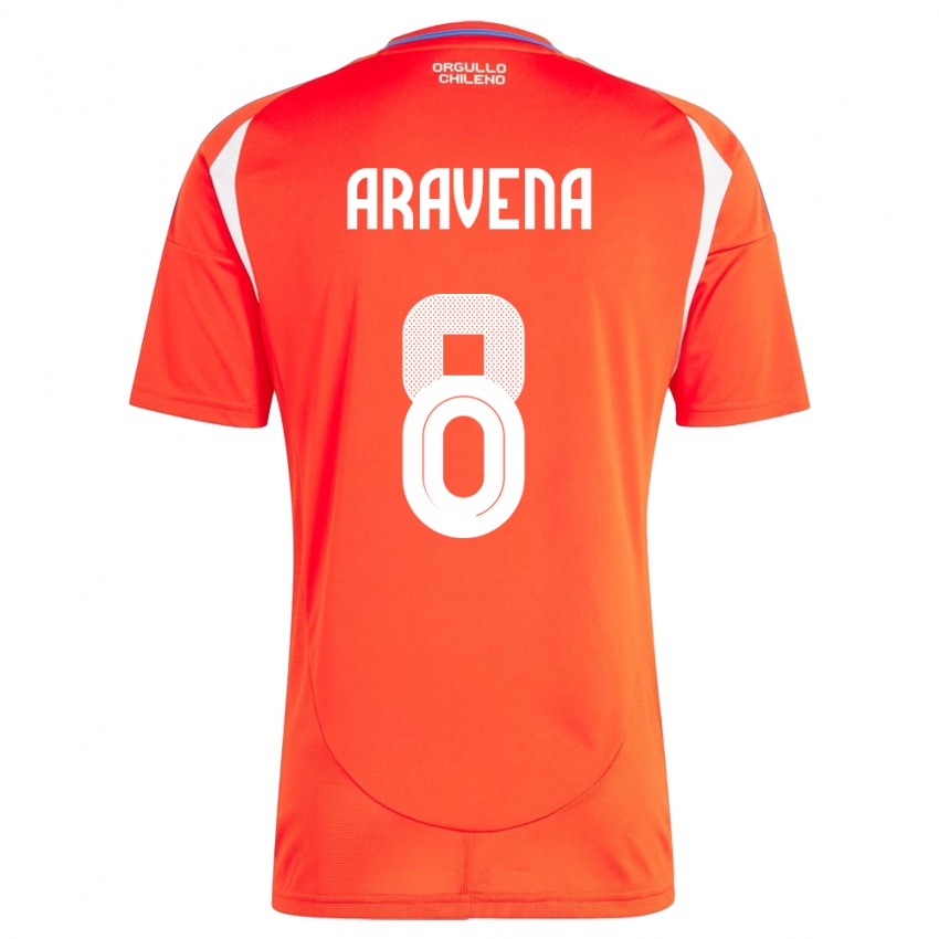 Hombre Camiseta Chile Alexander Aravena #8 Rojo 1ª Equipación 24-26 La Camisa México