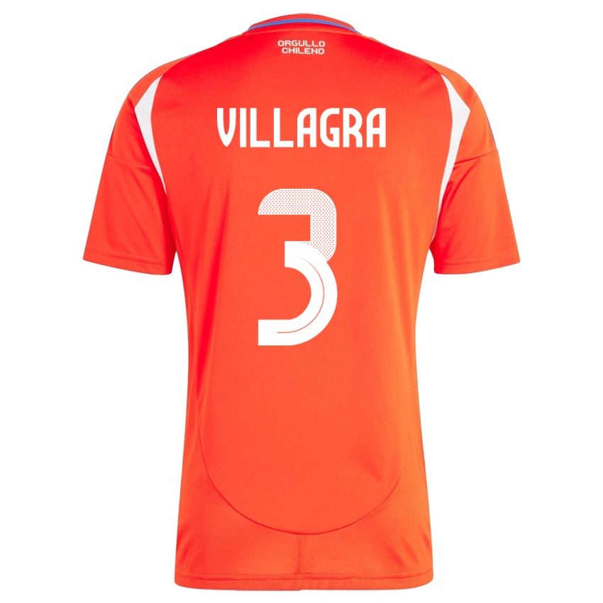 Hombre Camiseta Chile Jonathan Villagra #3 Rojo 1ª Equipación 24-26 La Camisa México