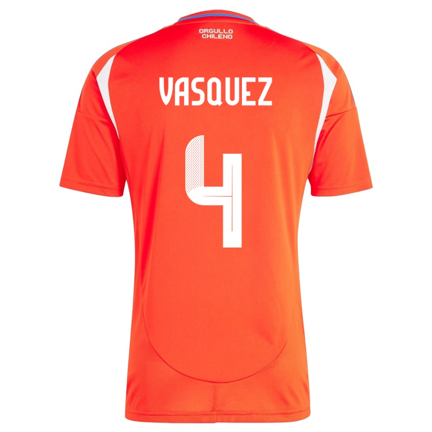 Hombre Camiseta Chile Matías Vásquez #4 Rojo 1ª Equipación 24-26 La Camisa México