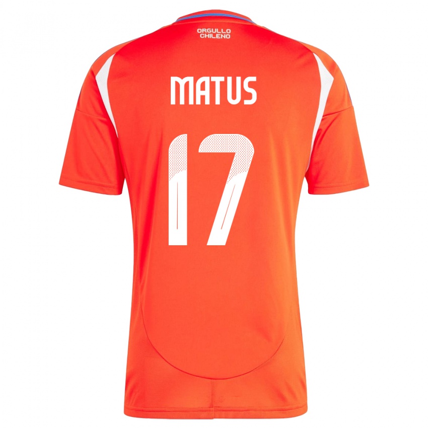 Hombre Camiseta Chile Esteban Matus #17 Rojo 1ª Equipación 24-26 La Camisa México