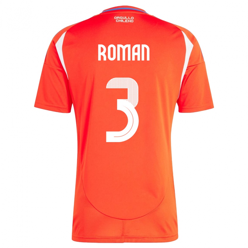 Hombre Camiseta Chile Iván Román #3 Rojo 1ª Equipación 24-26 La Camisa México