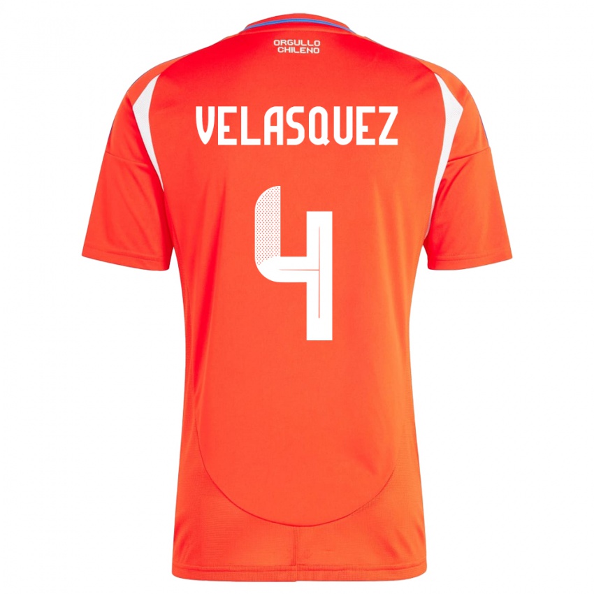 Hombre Camiseta Chile Lucas Velásquez #4 Rojo 1ª Equipación 24-26 La Camisa México