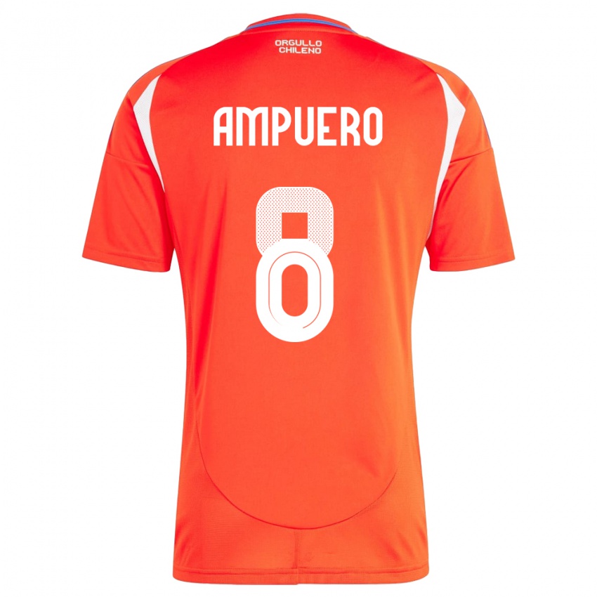 Hombre Camiseta Chile Benjamín Ampuero #8 Rojo 1ª Equipación 24-26 La Camisa México