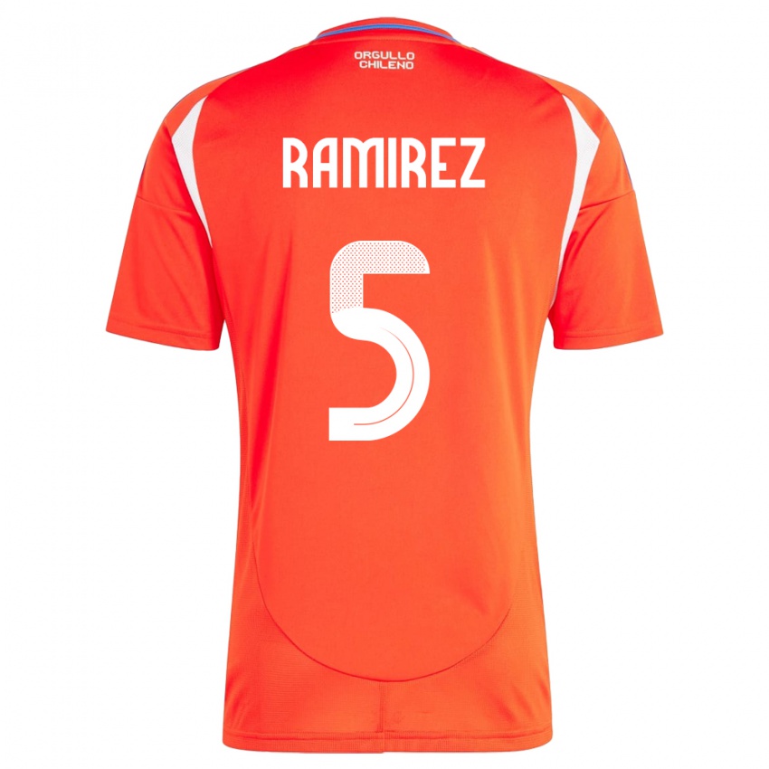 Hombre Camiseta Chile Fernanda Ramírez #5 Rojo 1ª Equipación 24-26 La Camisa México