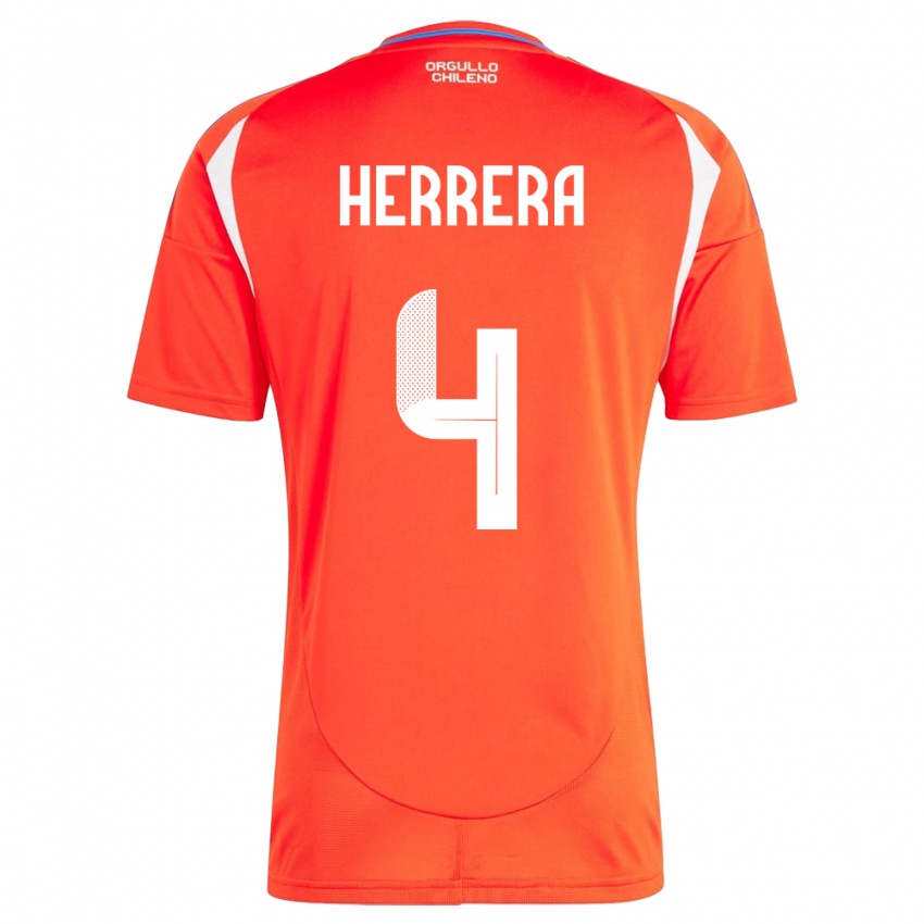 Hombre Camiseta Chile Claudia Herrera #4 Rojo 1ª Equipación 24-26 La Camisa México