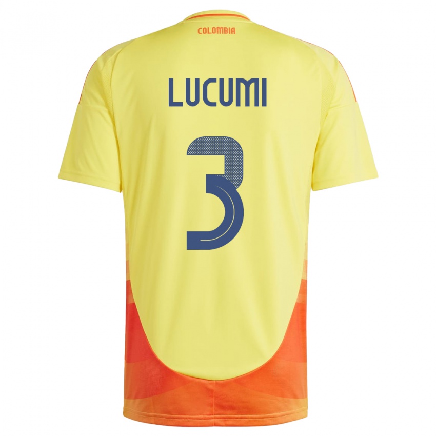Hombre Camiseta Colombia Jhon Lucumí #3 Amarillo 1ª Equipación 24-26 La Camisa México