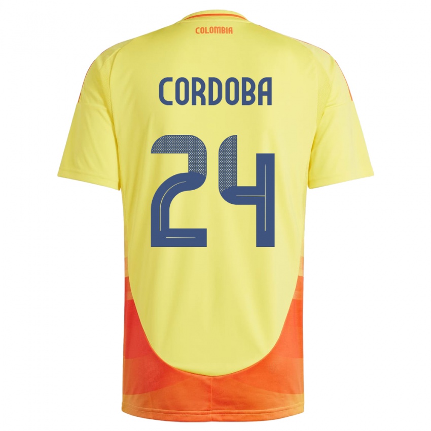 Hombre Camiseta Colombia Jhon Córdoba #24 Amarillo 1ª Equipación 24-26 La Camisa México