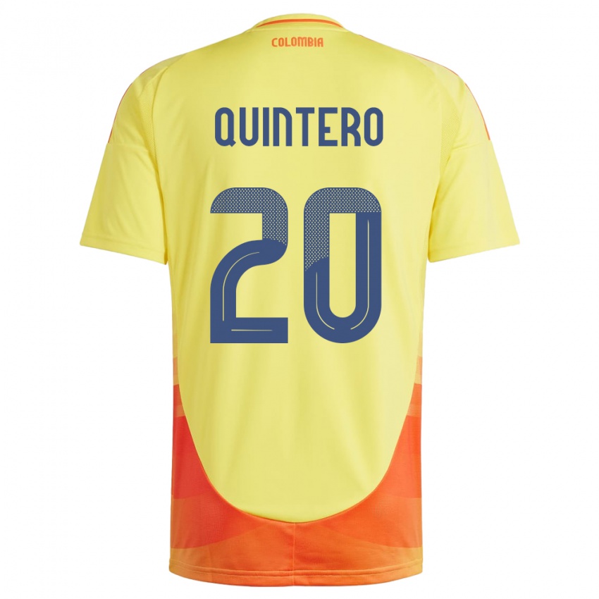 Hombre Camiseta Colombia Juan Fernando Quintero #20 Amarillo 1ª Equipación 24-26 La Camisa México