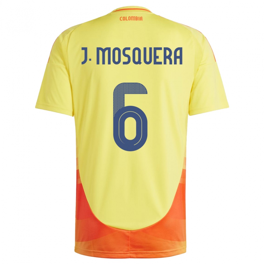 Hombre Camiseta Colombia Juan Mosquera #6 Amarillo 1ª Equipación 24-26 La Camisa México