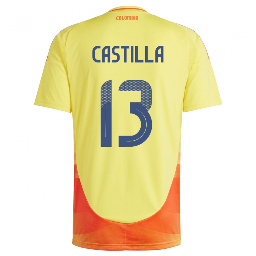 Hombre Camiseta Colombia Juan Castilla #13 Amarillo 1ª Equipación 24-26 La Camisa México