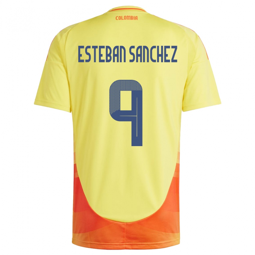 Hombre Camiseta Colombia Juan Esteban Sánchez #9 Amarillo 1ª Equipación 24-26 La Camisa México